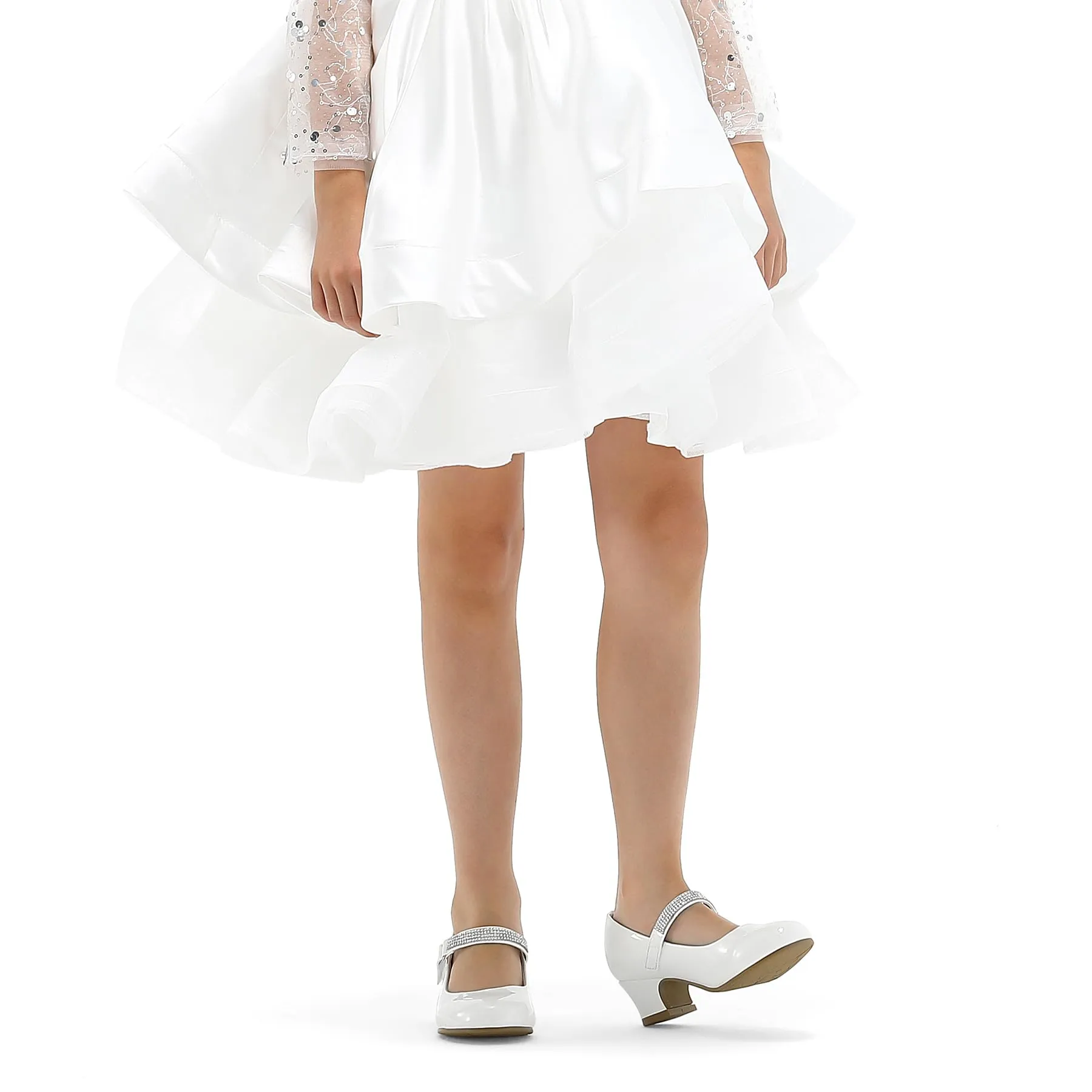 Kids Dress Shoes-Low Heel Rhinestone Strap Mary Jane Shoes