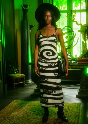 Killstar x Beetlejuice Vertigo Spiral Knitted Maxi Dress Black White