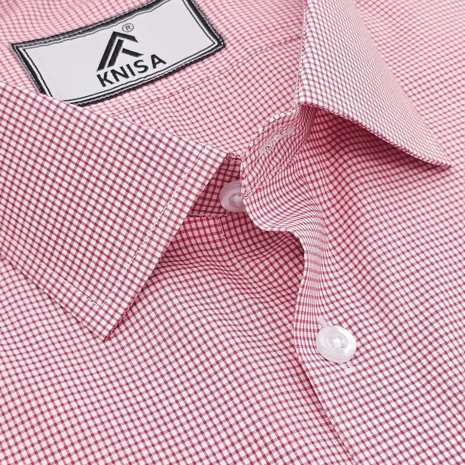Knisa Red Micro-Check Formal Shirt