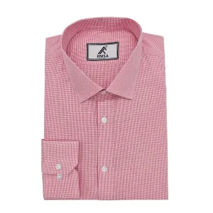 Knisa Red Micro-Check Formal Shirt