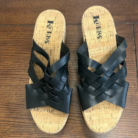 Korks Noelle black wedge sandal NEW size 9‎