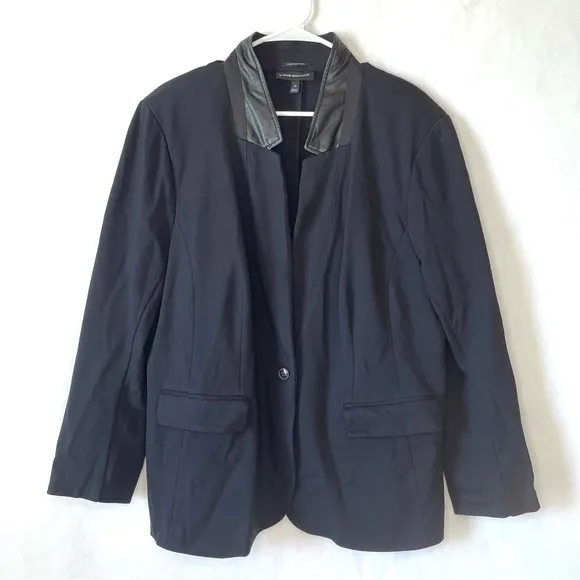 Lane Bryant The Bryant Blazer Black Faux Leather Collar Women Plus Size 22