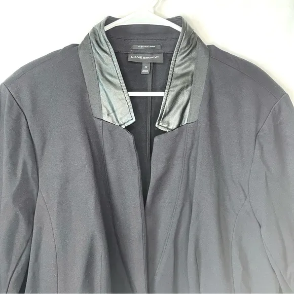 Lane Bryant The Bryant Blazer Black Faux Leather Collar Women Plus Size 22