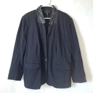 Lane Bryant The Bryant Blazer Black Faux Leather Collar Women Plus Size 22