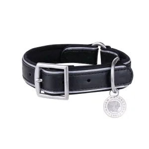 Leather Dog Collar with Branded Tag, Black