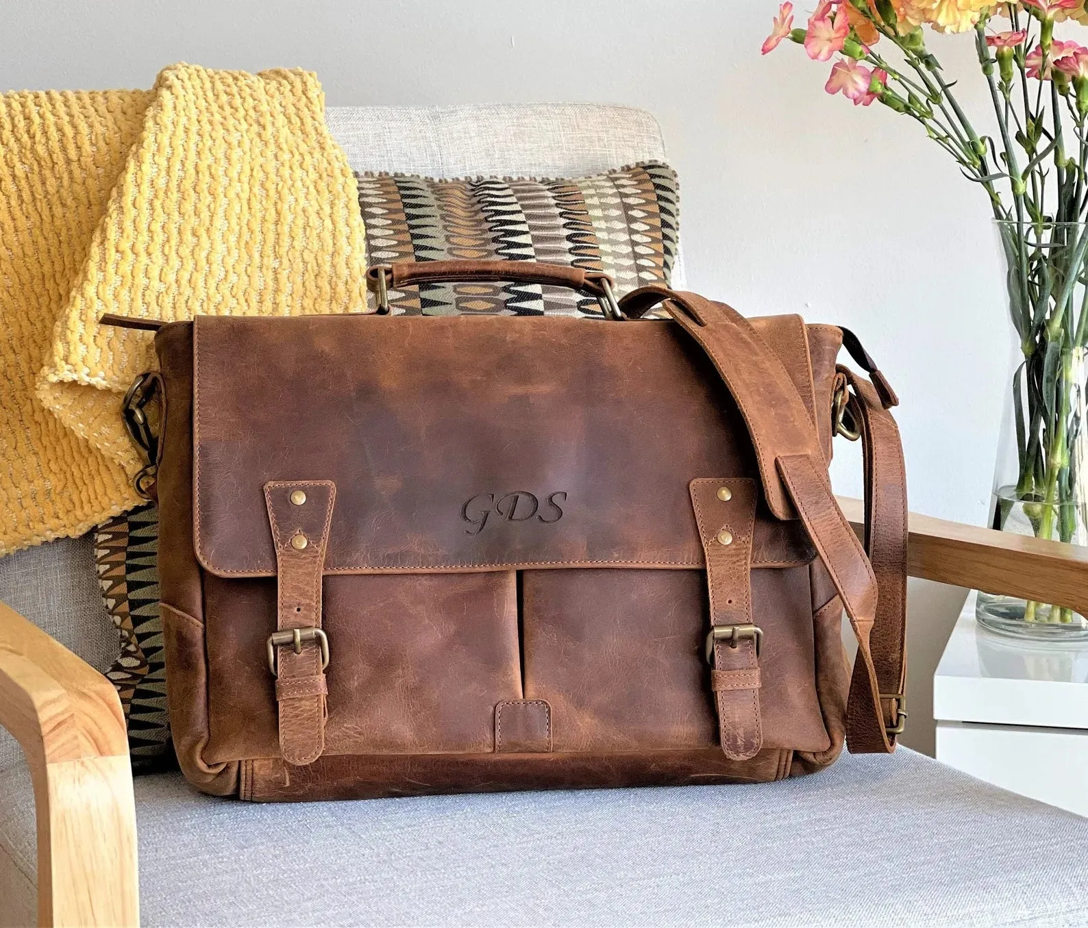 Leather Messenger Bag Briefcase