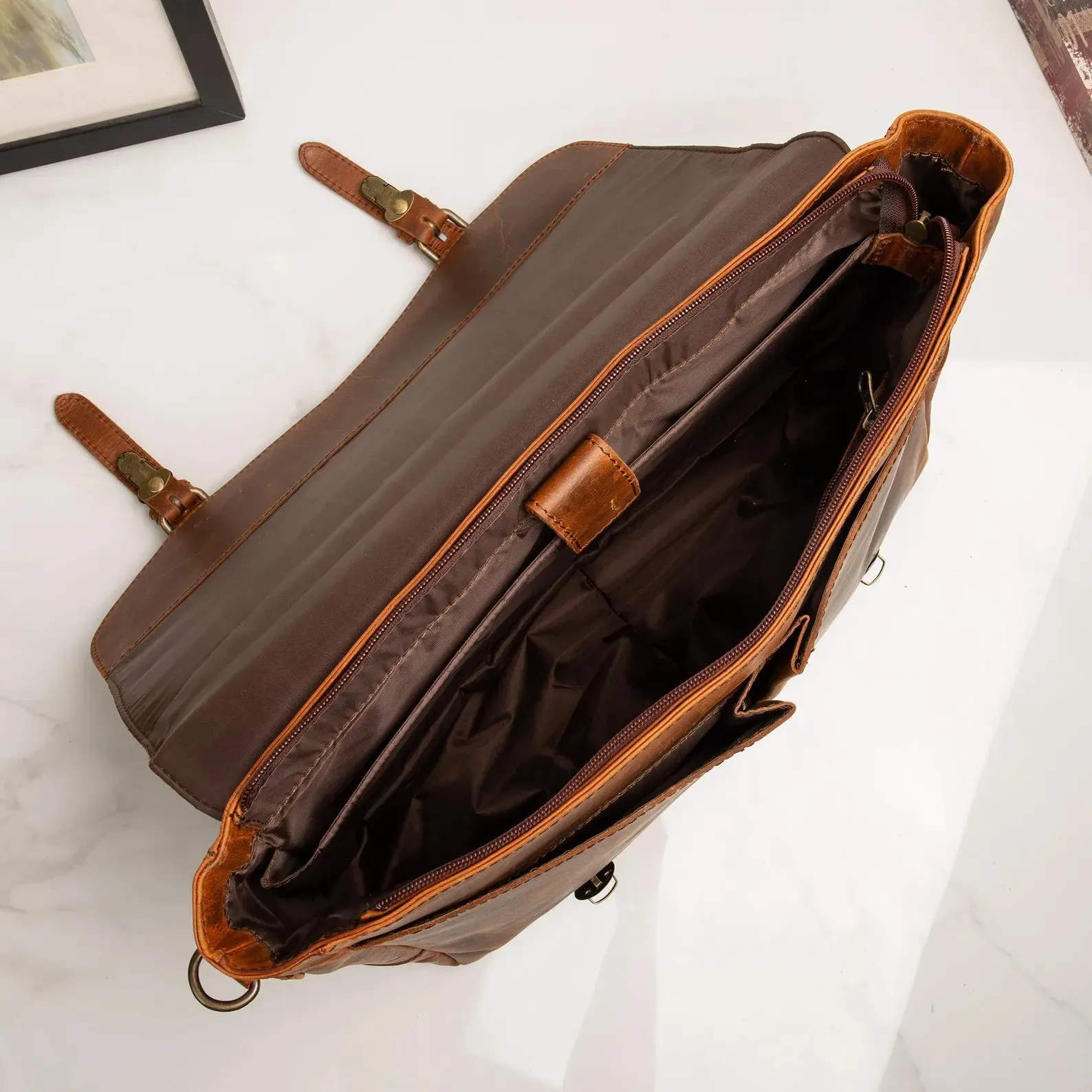 Leather Messenger Bag Briefcase