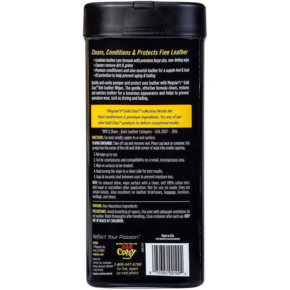 Leather Wipes Meguiar's Rich Leather, 25 pcs
