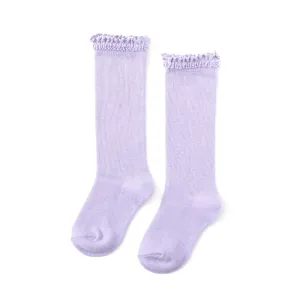 Little Stocking Co Lace Top Knee High Socks - Lavender