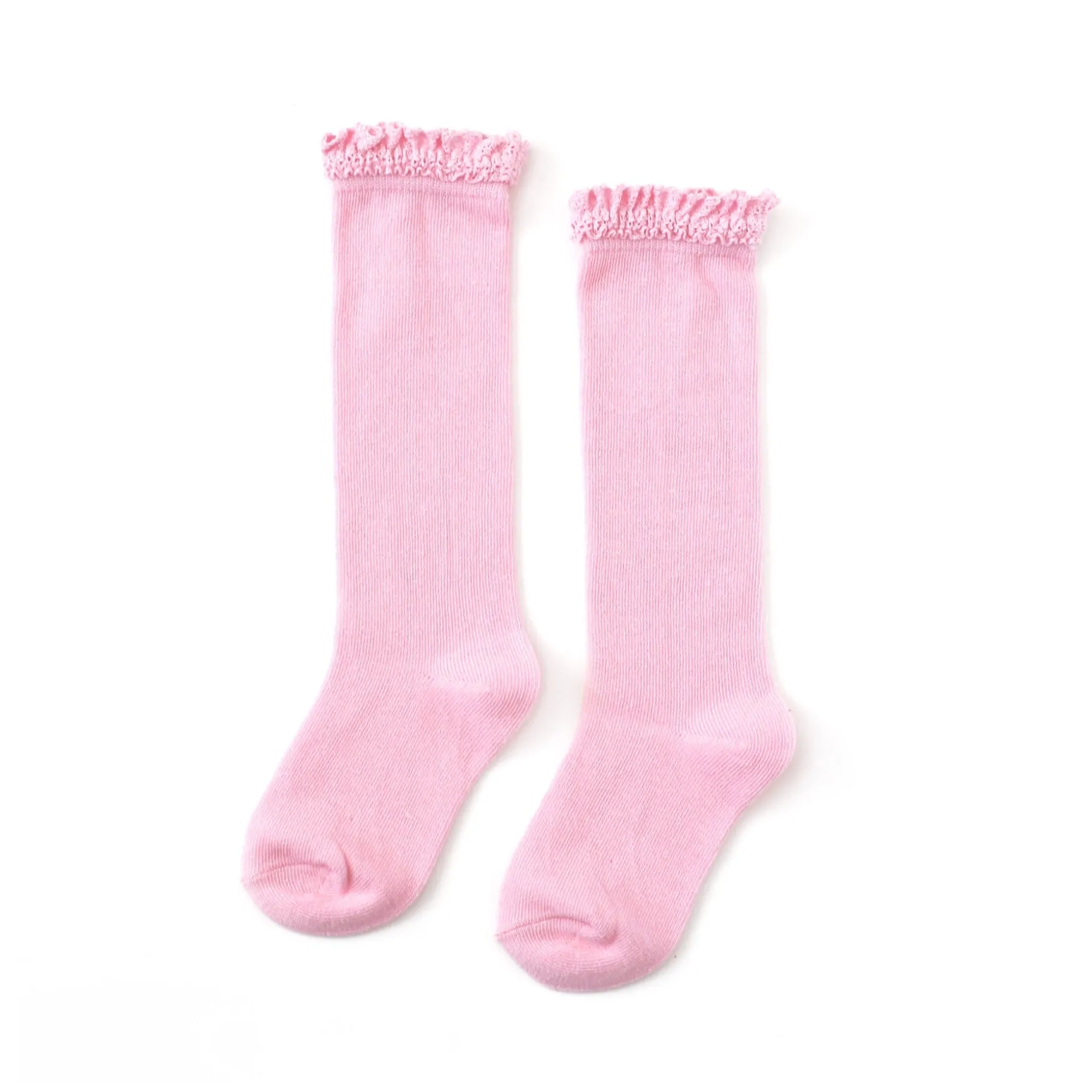 Little Stocking Co Lace Top Knee High Socks - Peony Pink