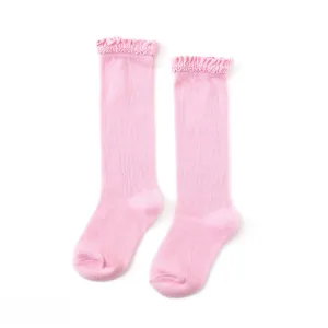 Little Stocking Co Lace Top Knee High Socks - Peony Pink