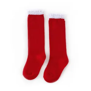 Little Stocking Co Lace Top Knee High Socks - Santa Baby