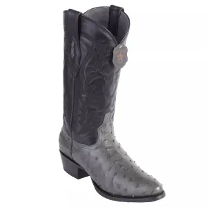 Los Altos Gray Genuine Ostrich Round Toe Cowboy Boots