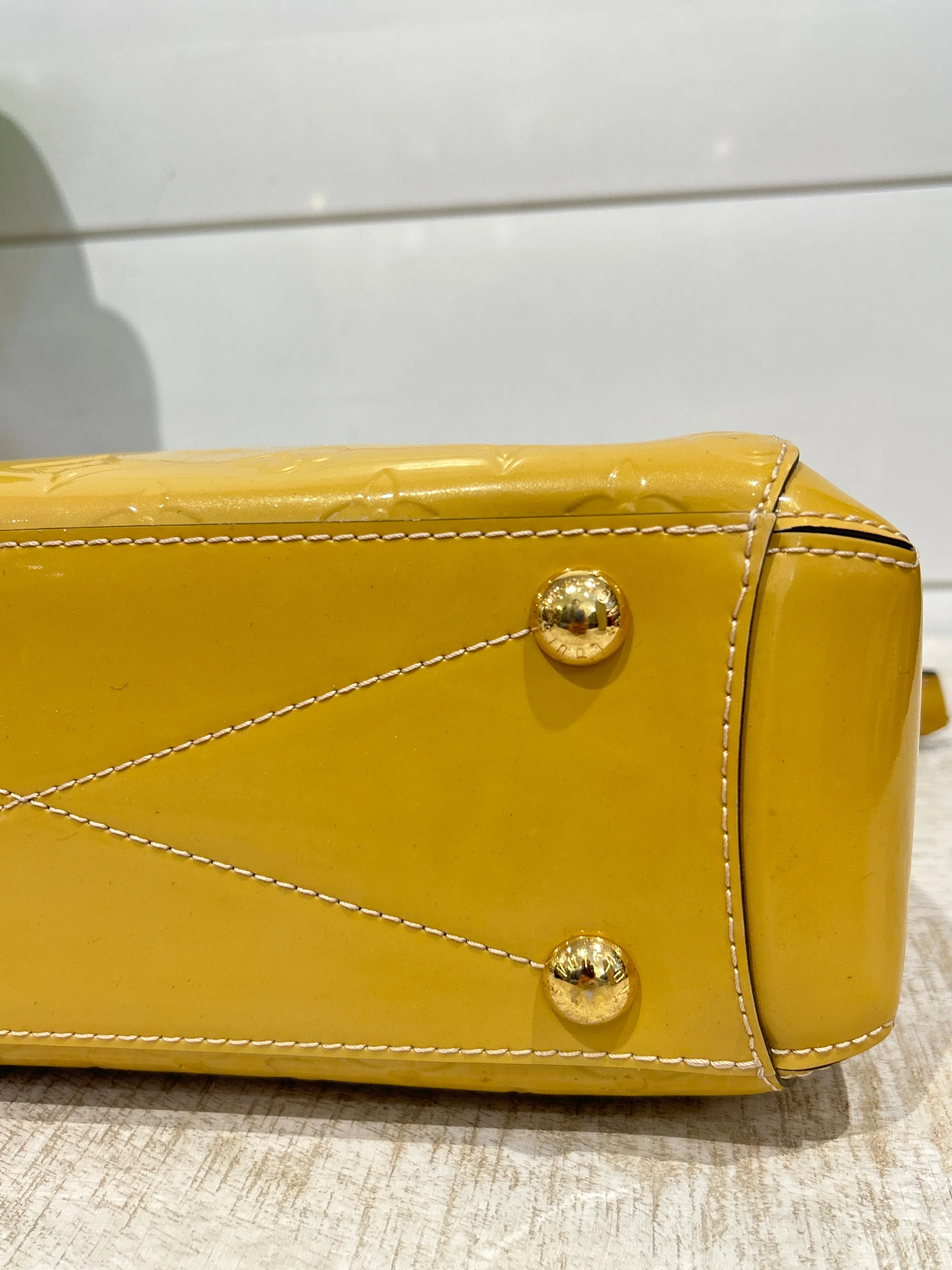 Louis Vuitton Bag, Gold Vernis Patent Leather Monogram Montaigne BB