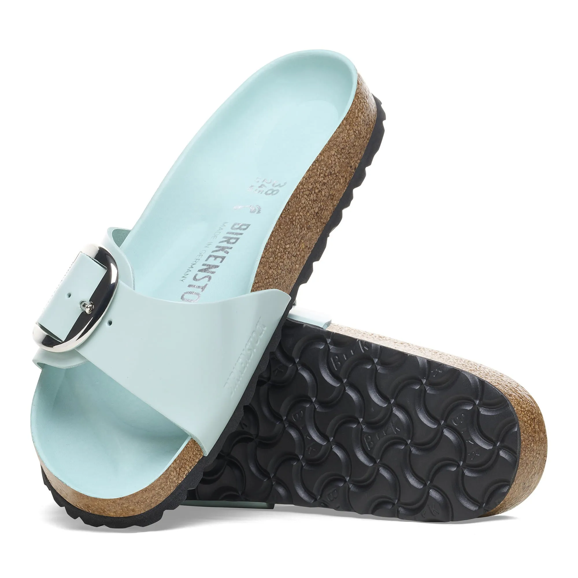 Madrid Big Buckle Natural Leather Patent