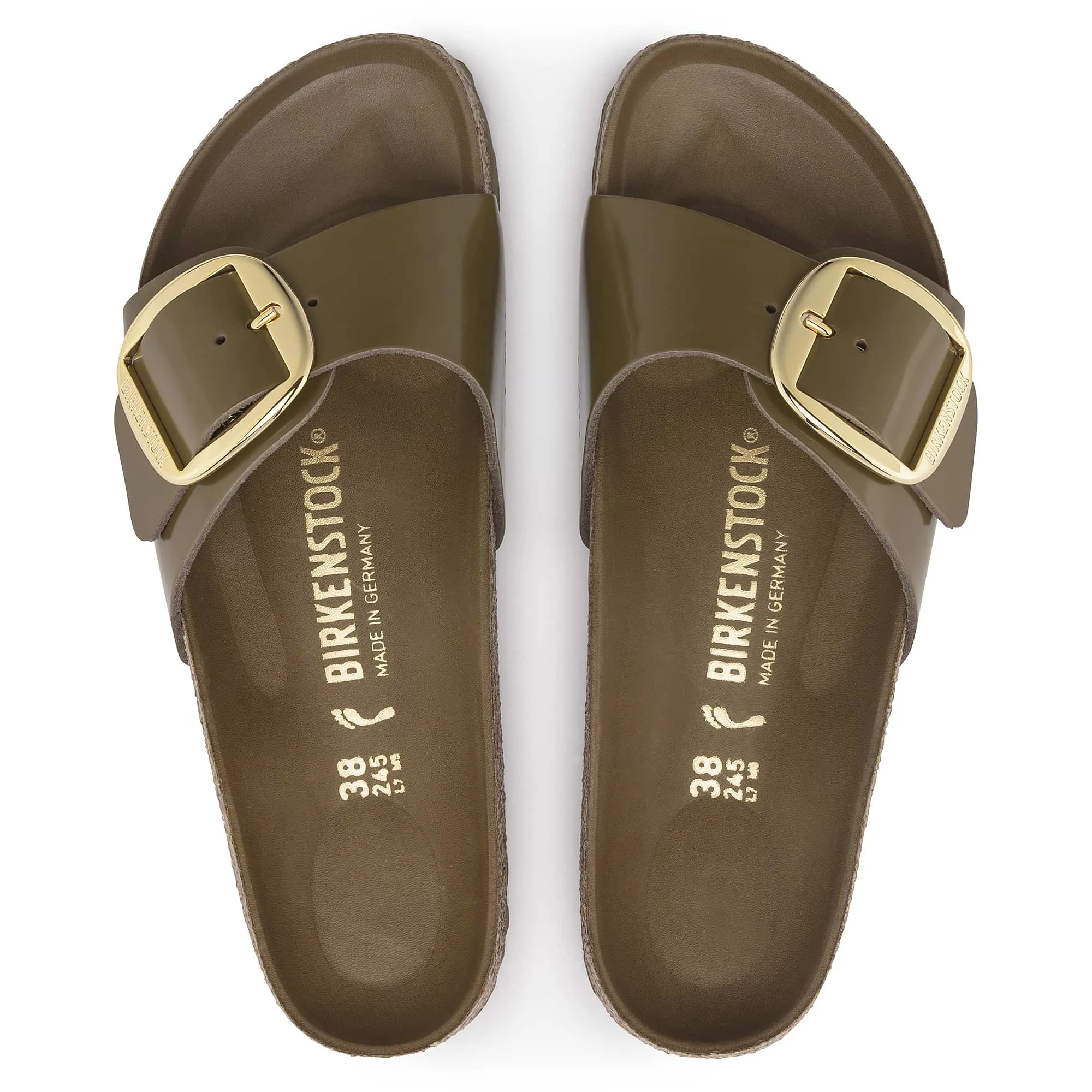 Madrid Big Buckle Natural Leather Patent