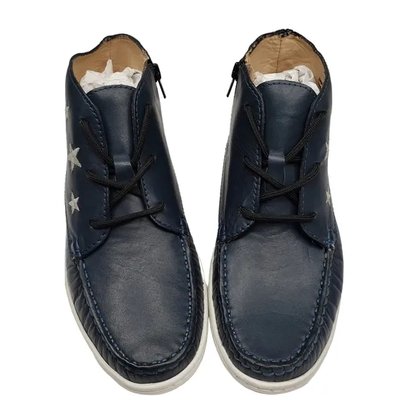 Marc Joseph | NIB Houston Bootie Navy Napa Leather Lace Up Boots Boy's  3.5