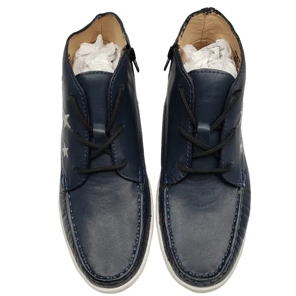 Marc Joseph | NIB Houston Bootie Navy Napa Leather Lace Up Boots Boy's  3.5
