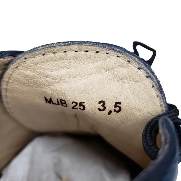 Marc Joseph | NIB Houston Bootie Navy Napa Leather Lace Up Boots Boy's  3.5