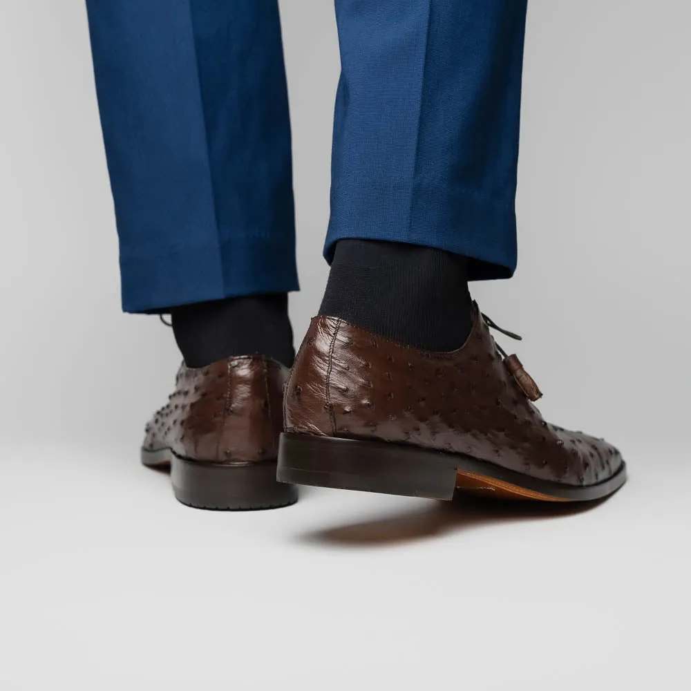 Marco Di Milano Criss in Brown Ostrich Oxford Dress Shoes