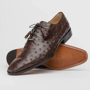 Marco Di Milano Criss in Brown Ostrich Oxford Dress Shoes