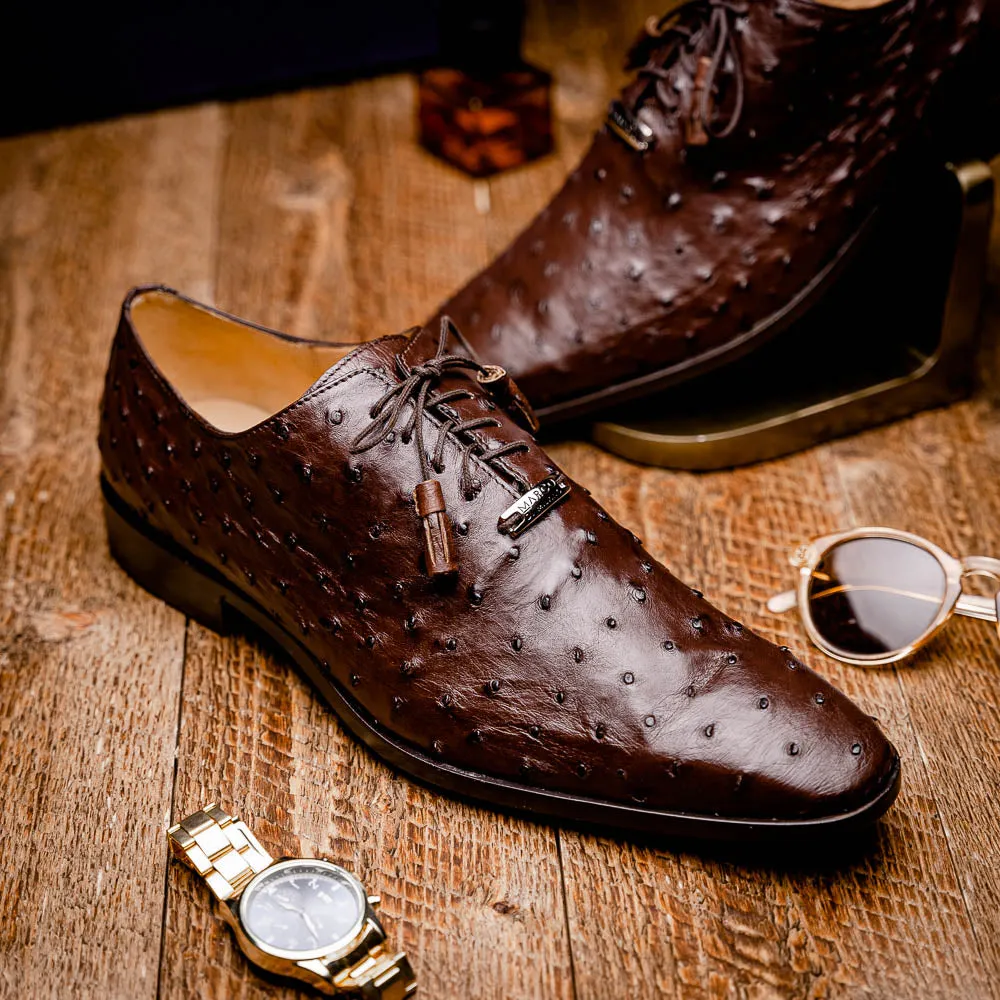 Marco Di Milano Criss in Brown Ostrich Oxford Dress Shoes
