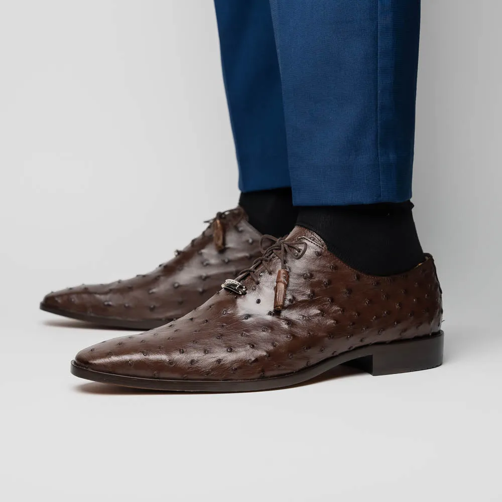 Marco Di Milano Criss in Brown Ostrich Oxford Dress Shoes