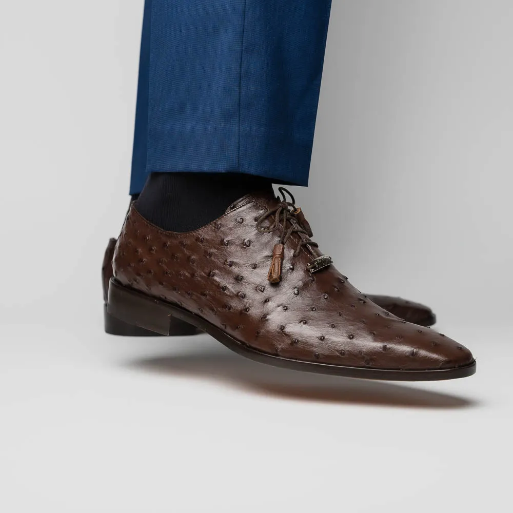 Marco Di Milano Criss in Brown Ostrich Oxford Dress Shoes