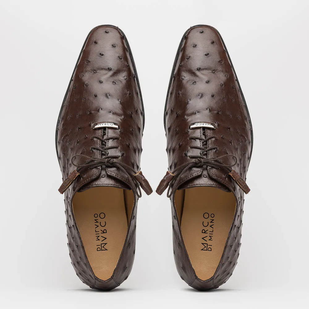 Marco Di Milano Criss in Brown Ostrich Oxford Dress Shoes