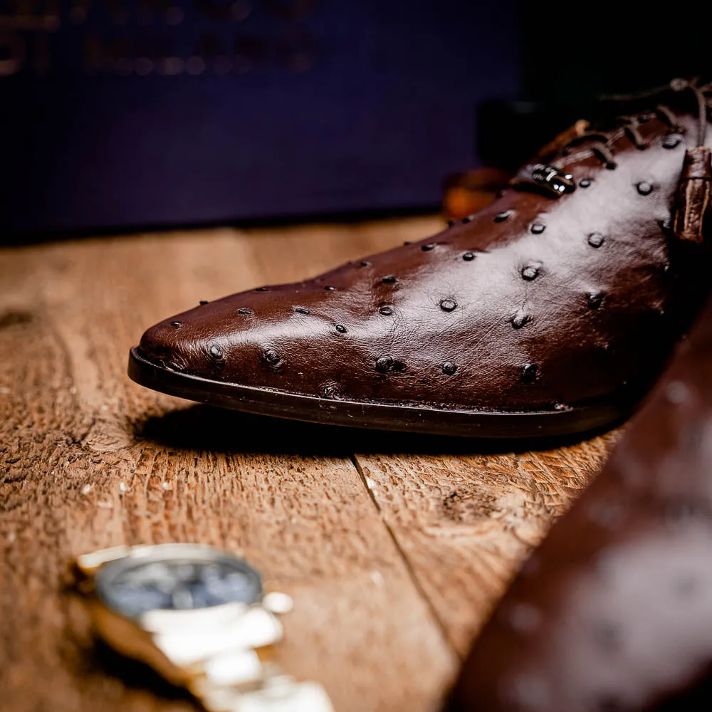 Marco Di Milano Criss in Brown Ostrich Oxford Dress Shoes