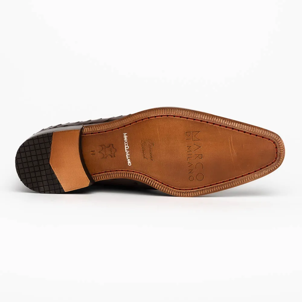 Marco Di Milano Criss in Brown Ostrich Oxford Dress Shoes