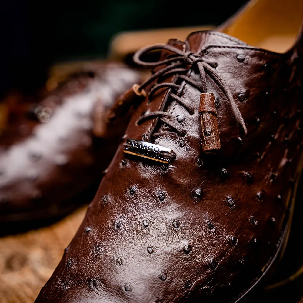 Marco Di Milano Criss in Brown Ostrich Oxford Dress Shoes