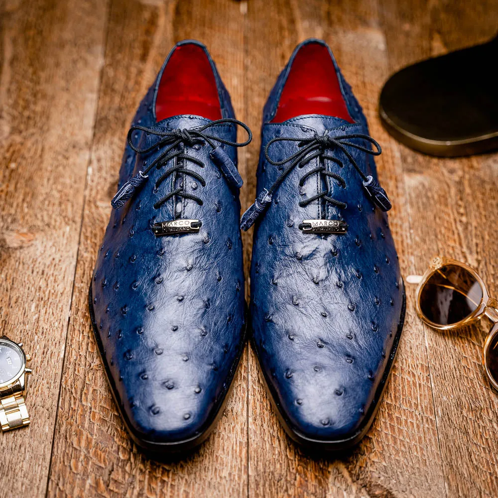 Marco Di Milano Criss in Navy Ostrich Oxford Dress Shoes