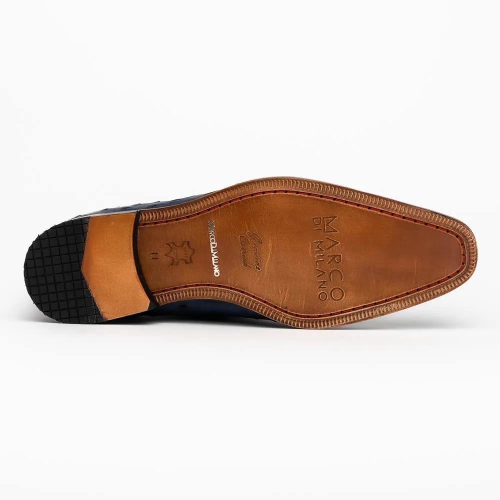 Marco Di Milano Criss in Navy Ostrich Oxford Dress Shoes