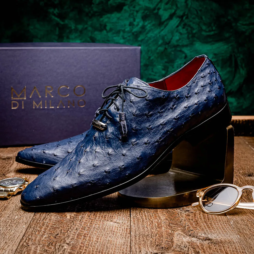 Marco Di Milano Criss in Navy Ostrich Oxford Dress Shoes