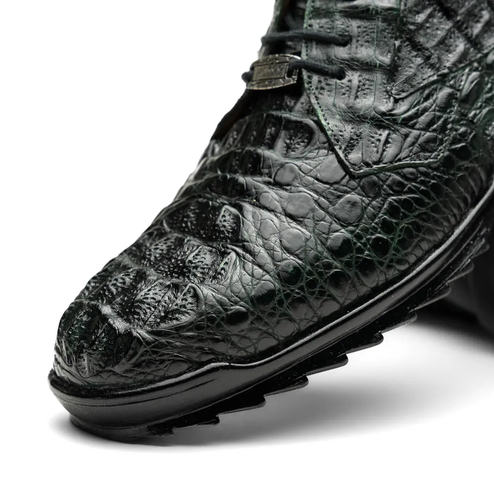 Marco Di Milano Kratos in Green Caiman Crocodile Sneakers