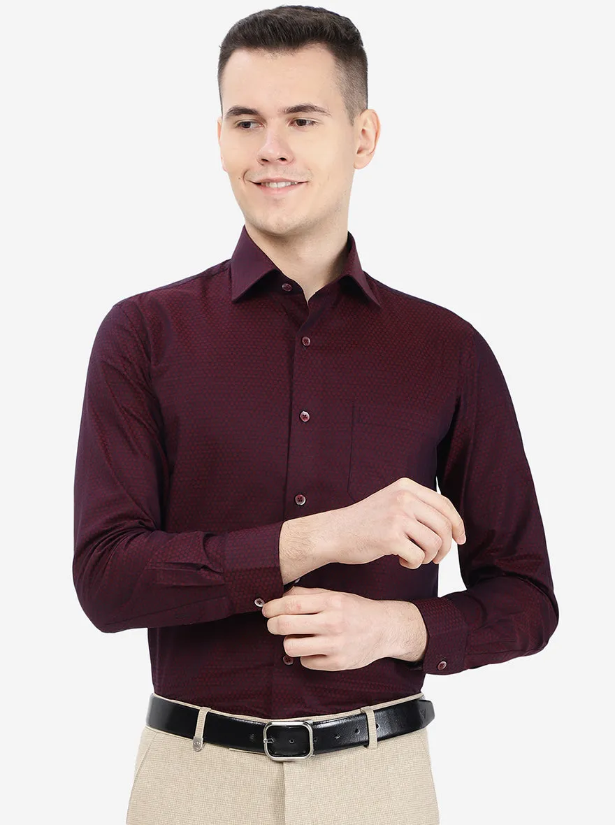 Maroon Printed Slim Fit Formal Shirt | Metal