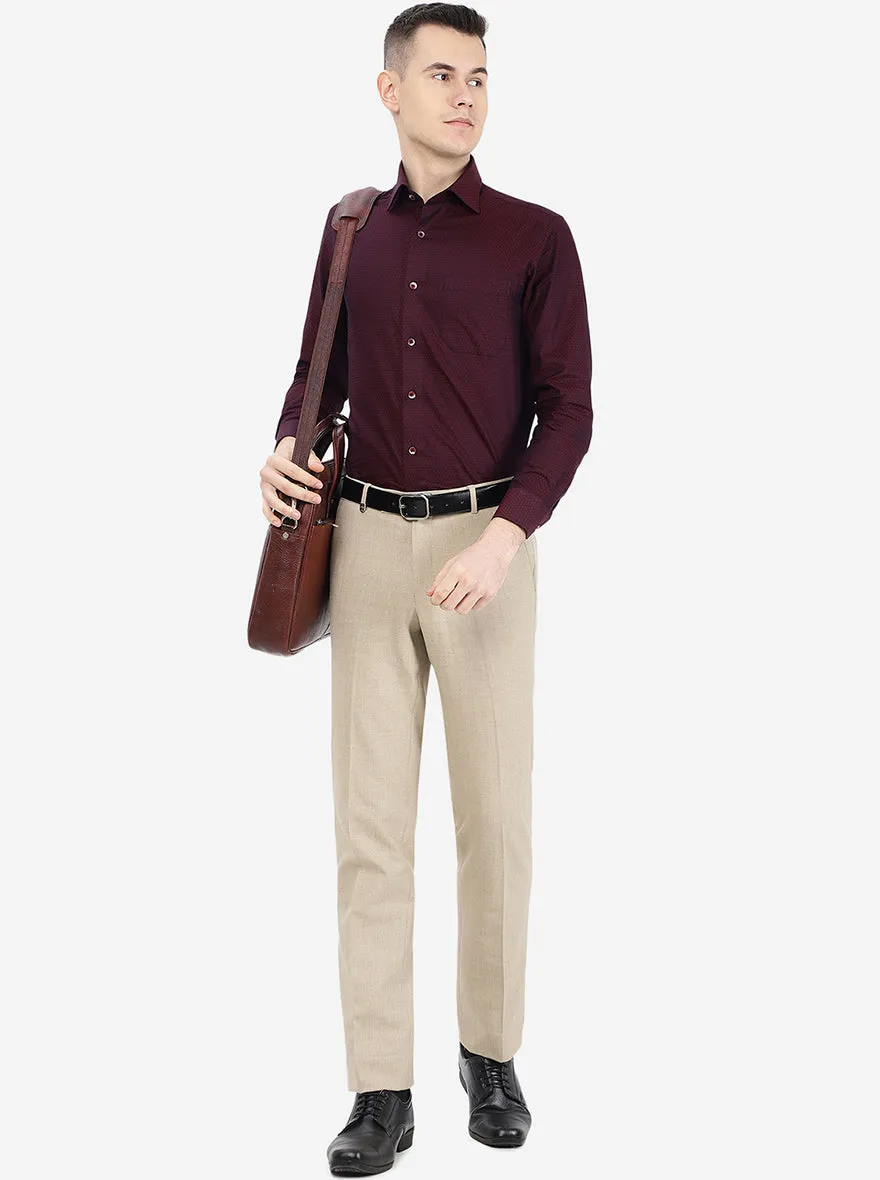 Maroon Printed Slim Fit Formal Shirt | Metal
