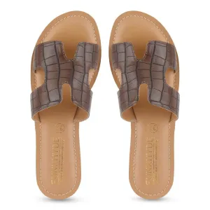 Mayna Brown Textured Slipons