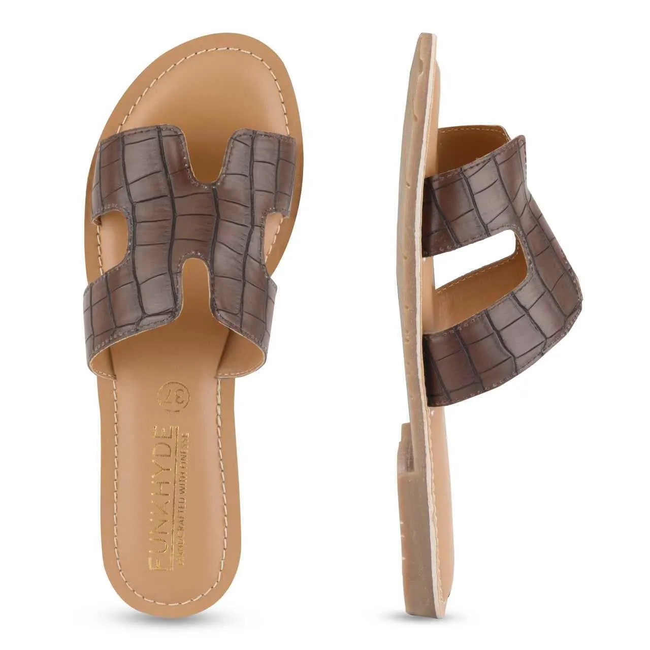Mayna Brown Textured Slipons