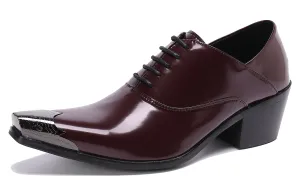 Men's Leather Metal Tip Western Shoes