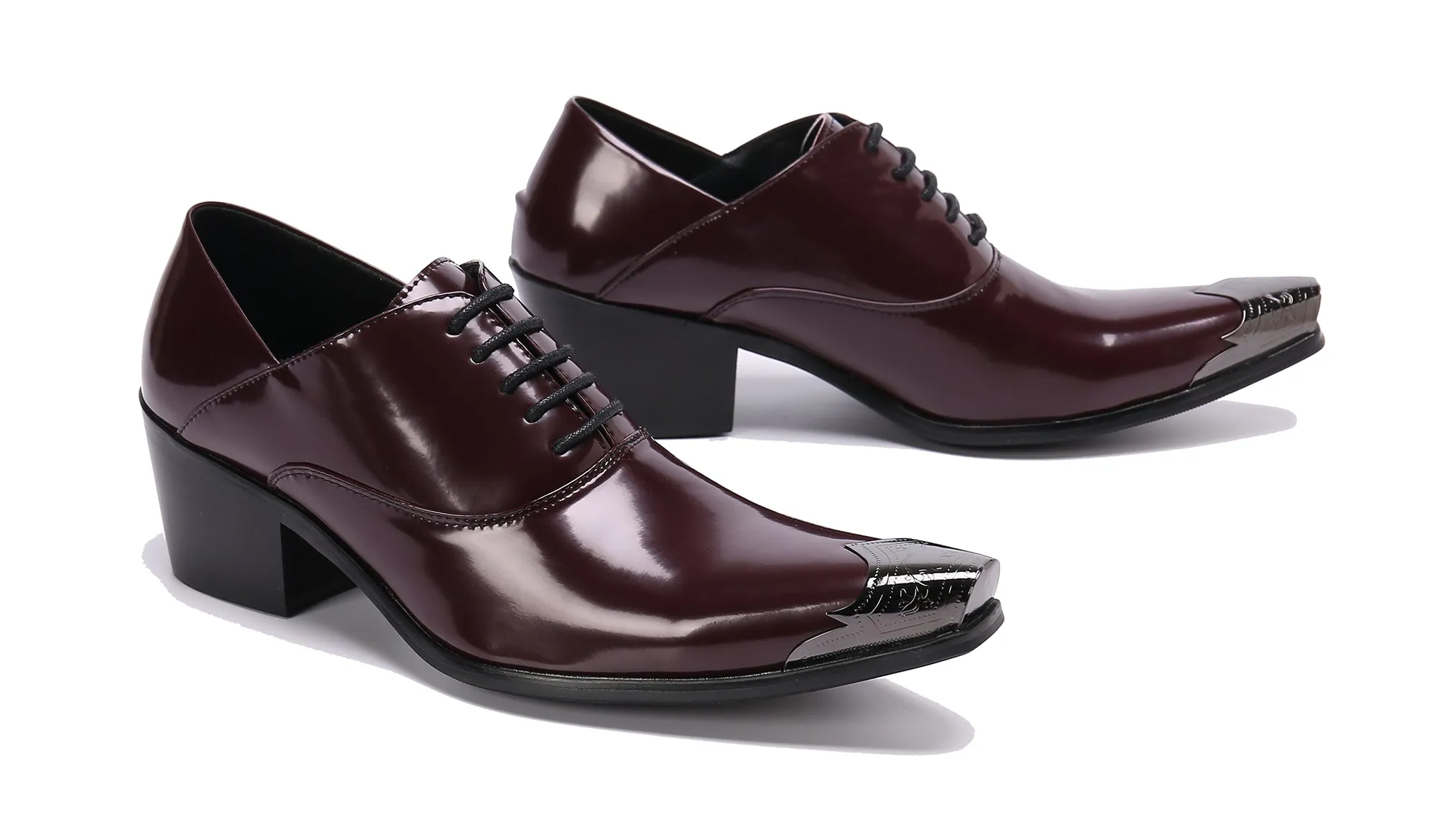 Men's Leather Metal Tip Western Shoes