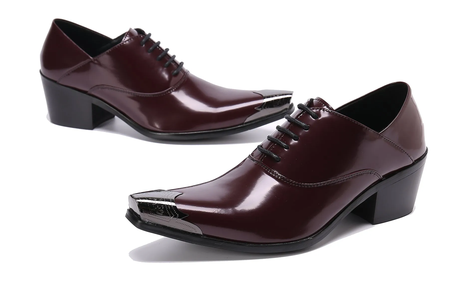 Men's Leather Metal Tip Western Shoes