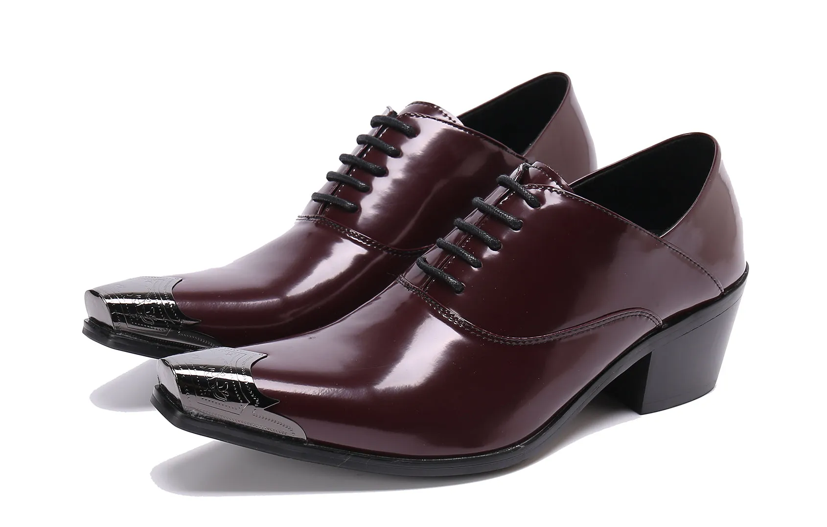 Men's Leather Metal Tip Western Shoes