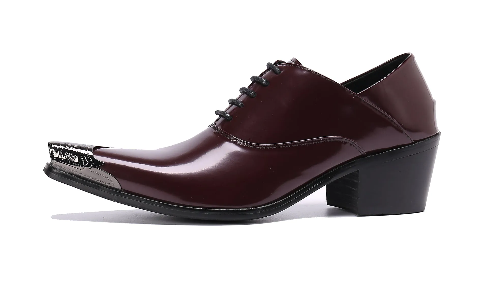Men's Leather Metal Tip Western Shoes