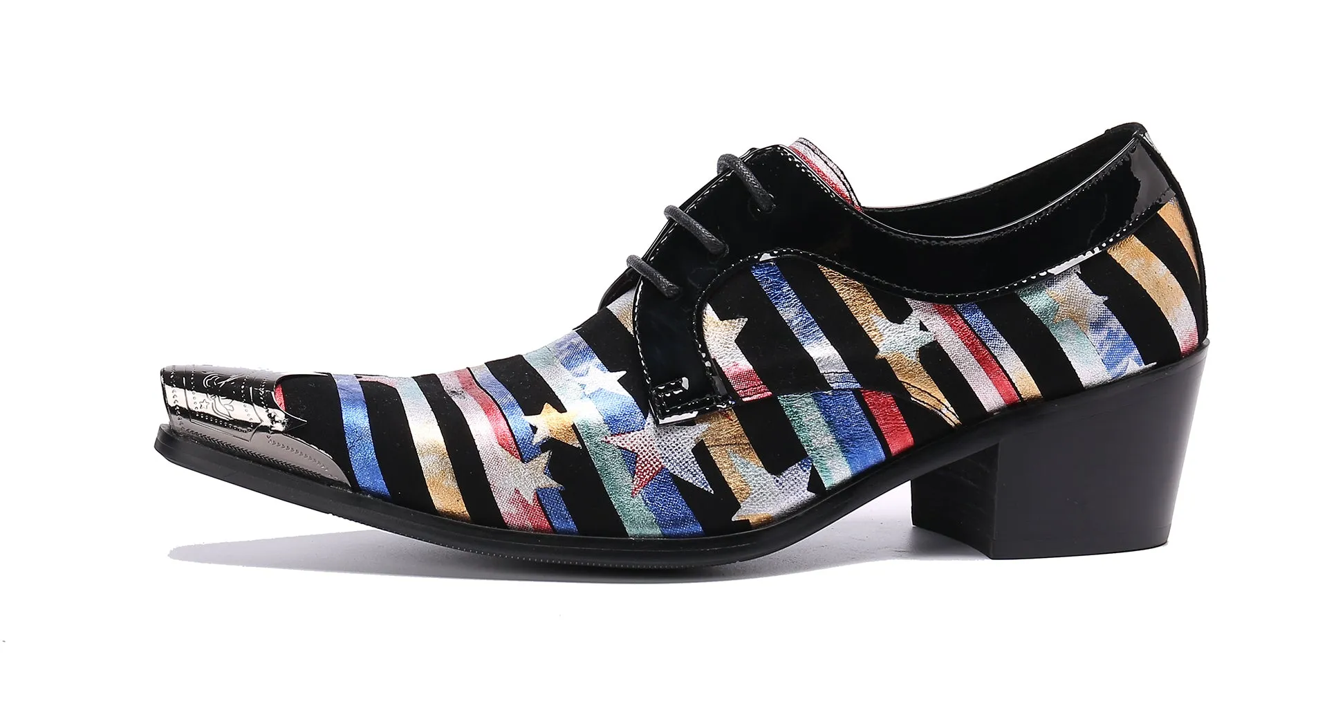 Men's Metal Tip Plain Toe Leather Western Shoes