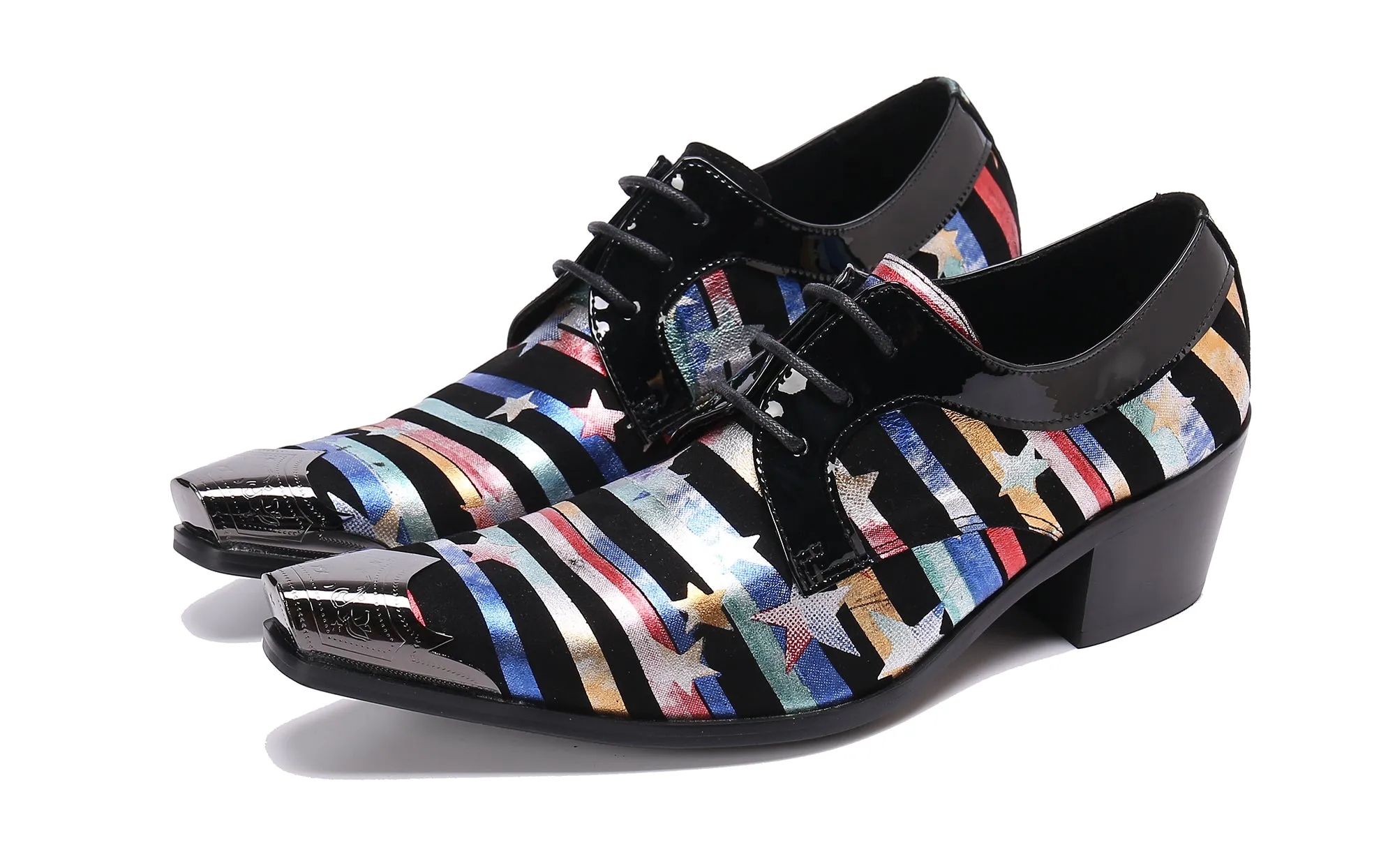 Men's Metal Tip Plain Toe Leather Western Shoes
