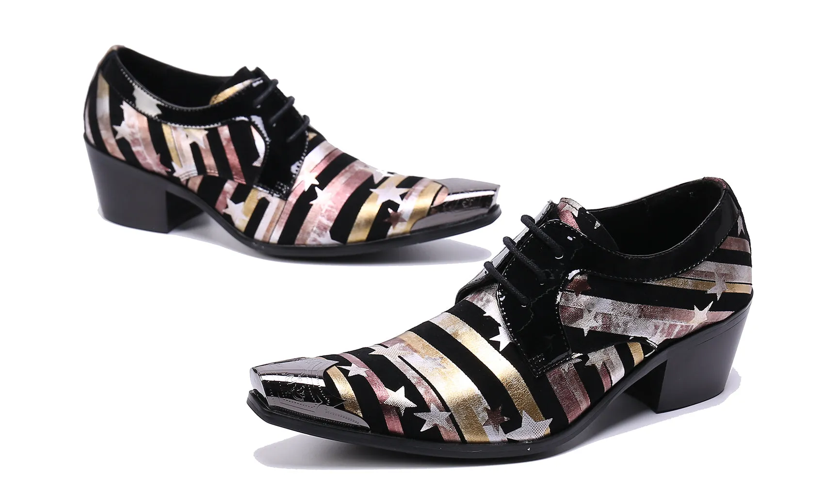 Men's Metal Tip Plain Toe Leather Western Shoes