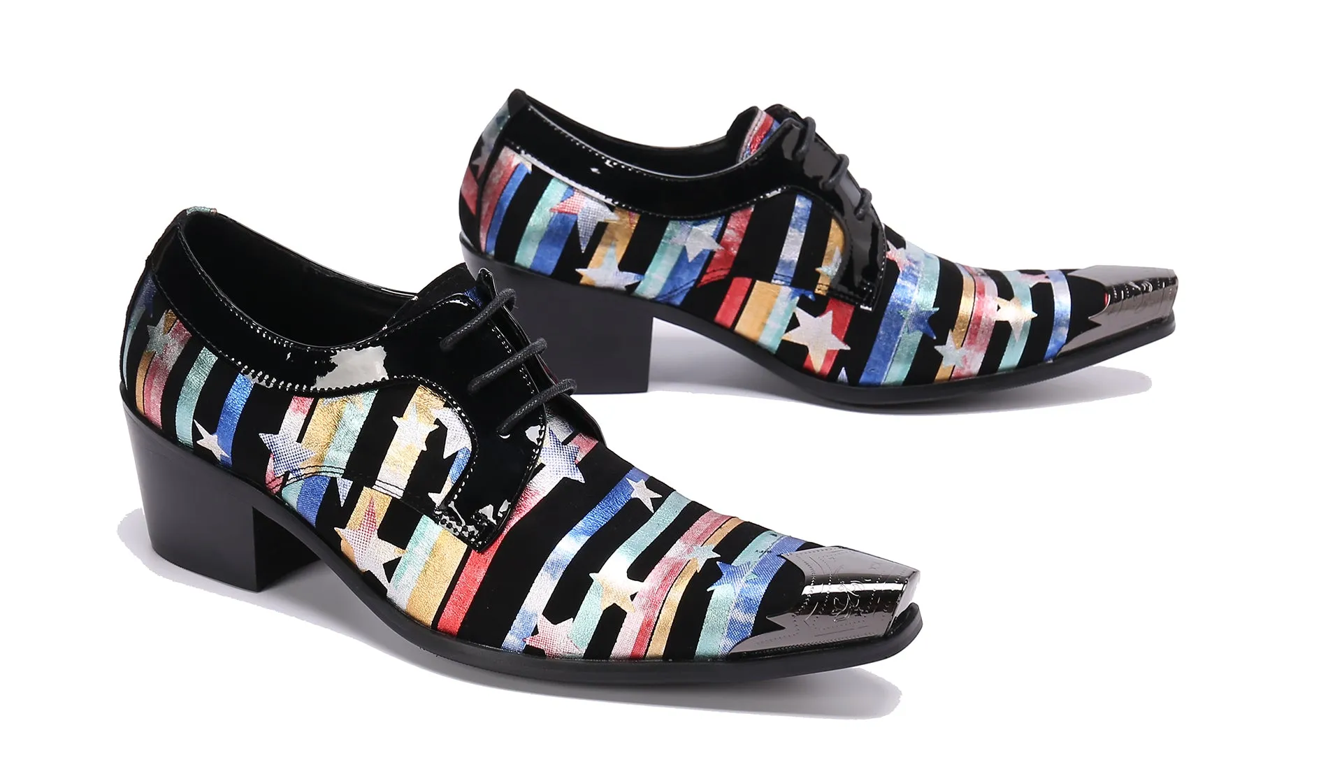 Men's Metal Tip Plain Toe Leather Western Shoes