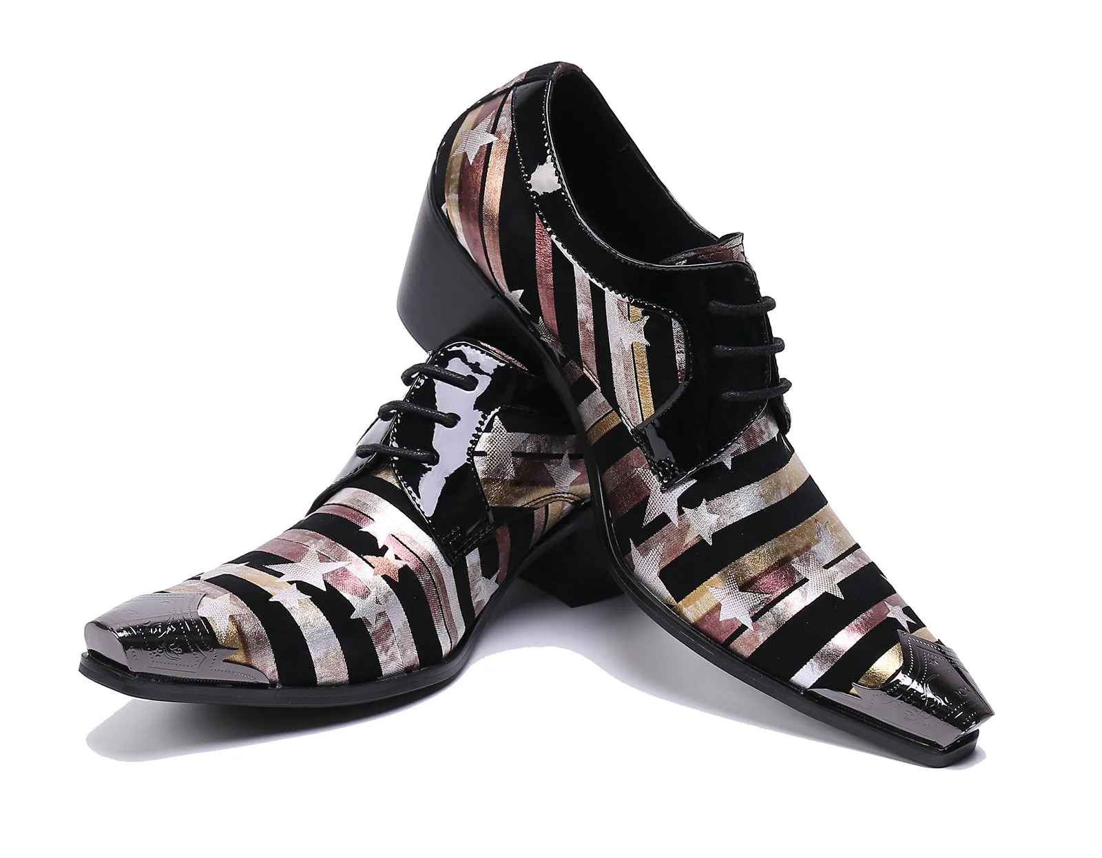 Men's Metal Tip Plain Toe Leather Western Shoes